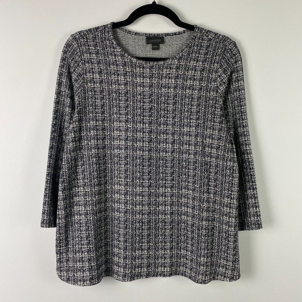 J Jill Wearever Collection Top Womens Small Black White 3/4 Sleeves Crew Neck